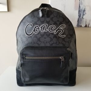 Coach West Backpack Bag In Signature Canvas With Coach Script F39700